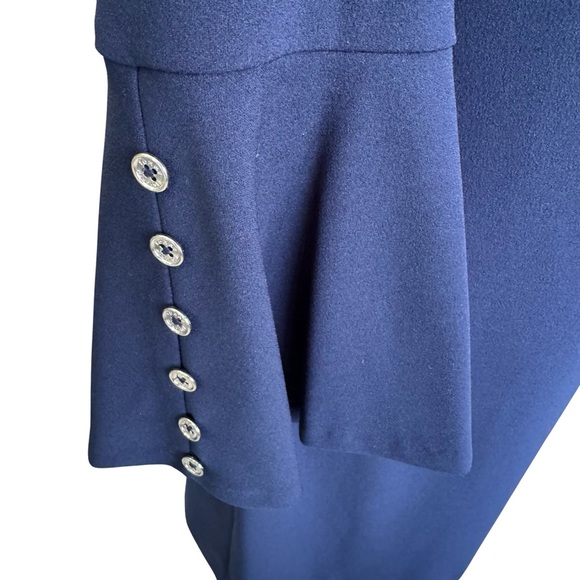 (NWT) Tommy Hilfiger Navy Dress Bell Sleeves with Button Embellishment Size 6 - Picture 3 of 10